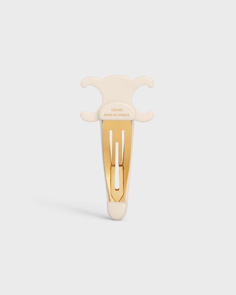 Celine Large Snap Hair Clip in Acetate and Steel - IVORY / GOLD - HAIR ACCESSORIES - 1 | CELINE