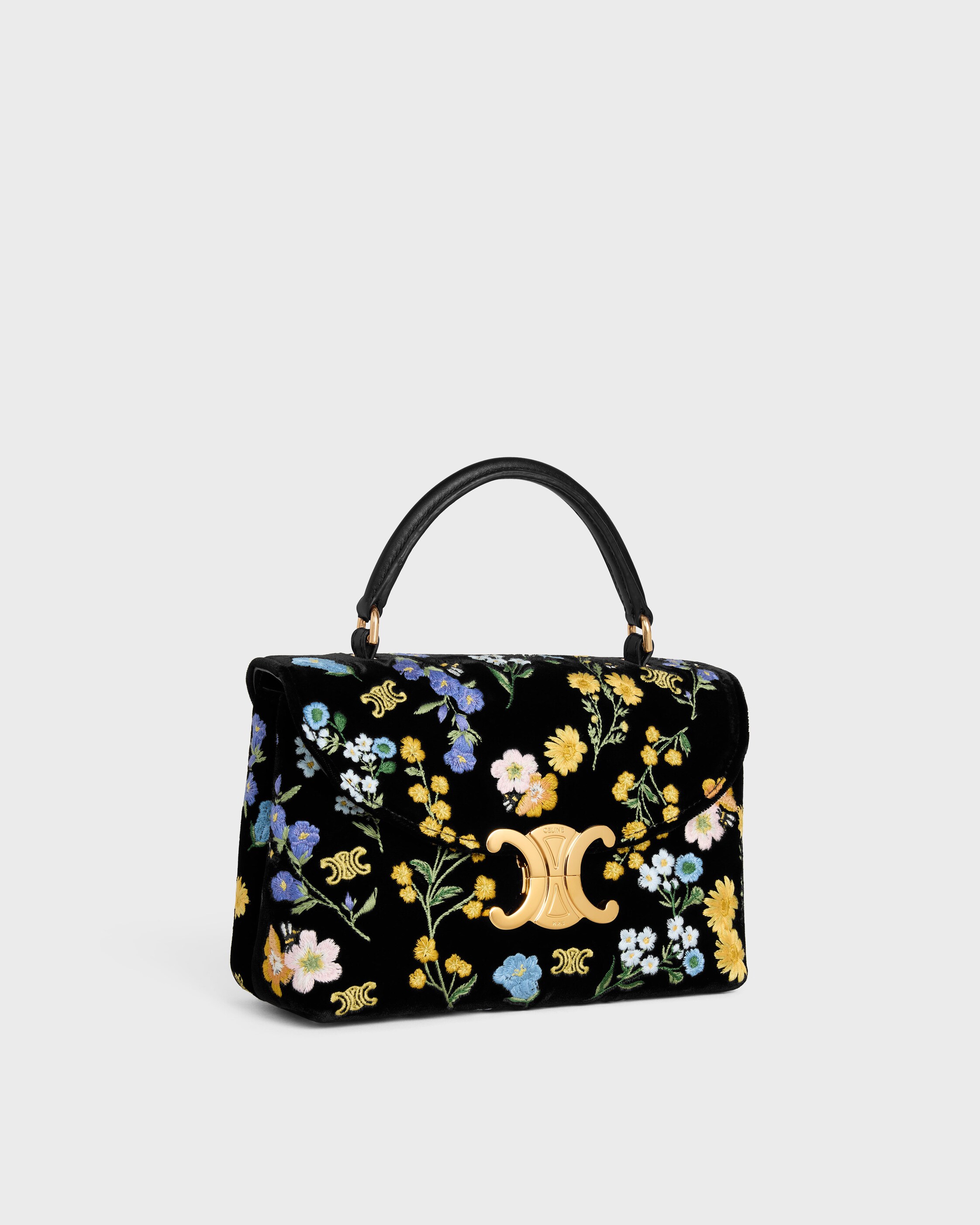 TEEN NINO BAG IN VELVET WITH FLORAL EMBROIDERY - MULTICOLOR | CELINE