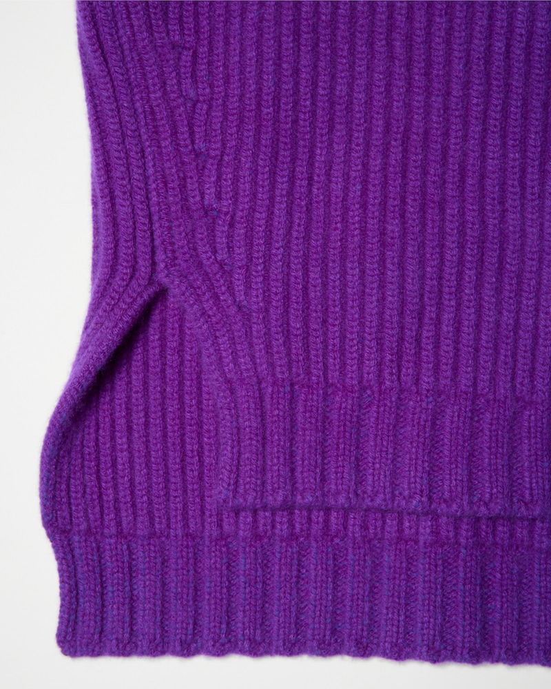 JERSEY CON CUELLO ALTO EN CANAL&Eacute; DE CACHEMIRA - MORADO -  - 1 | CELINE