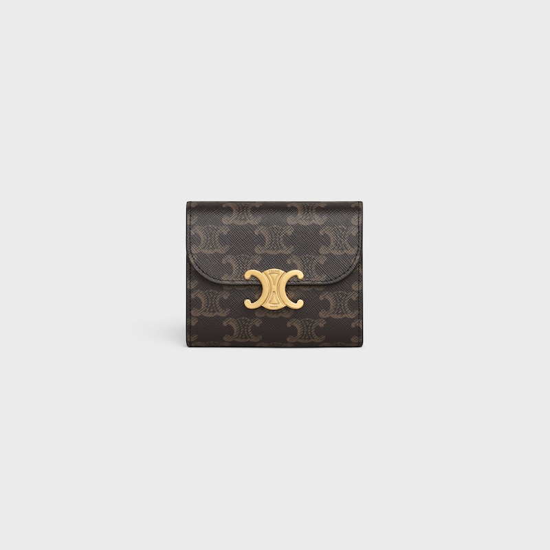 Small Flap Wallet TRIOMPHE IN Triomphe Canvas - TAN - TRIOMPHE CANVAS COLLECTION - 1 | CELINE