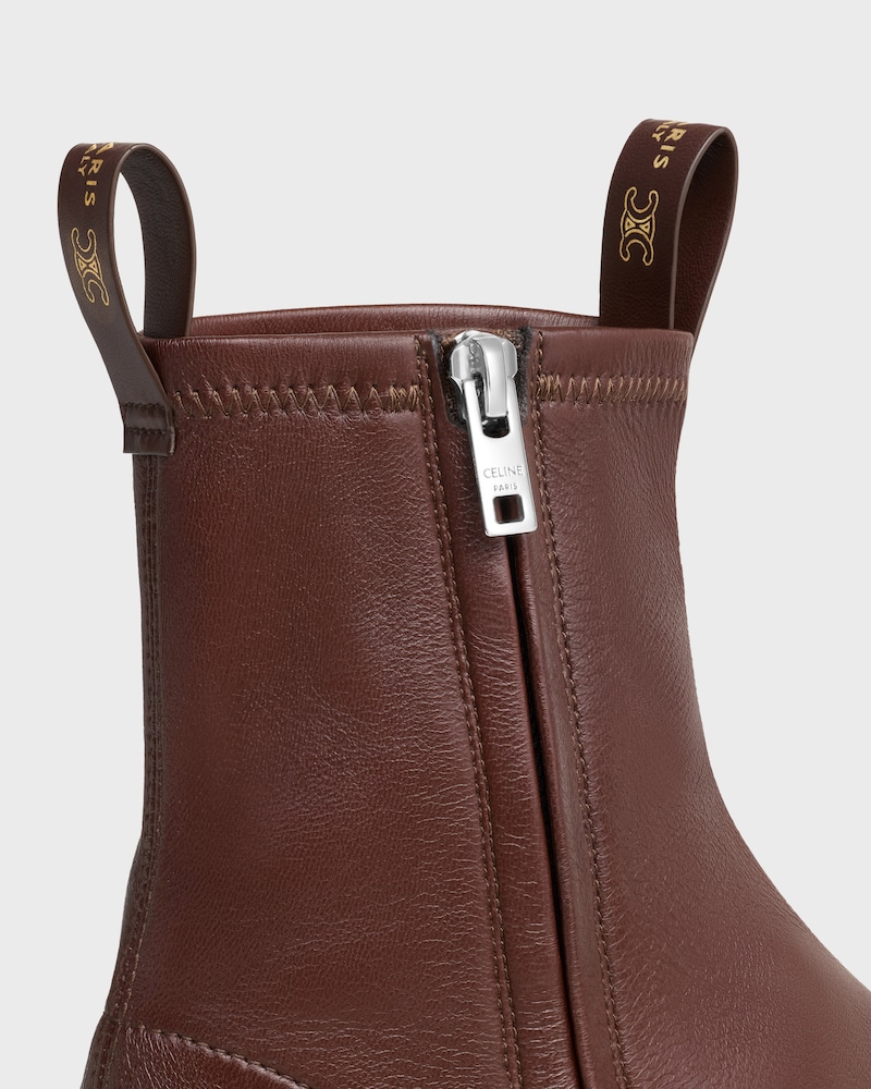 FLOW ZIPPED BOOT IN Stretch Lambskin - DARK BROWN -  - 1 | CELINE