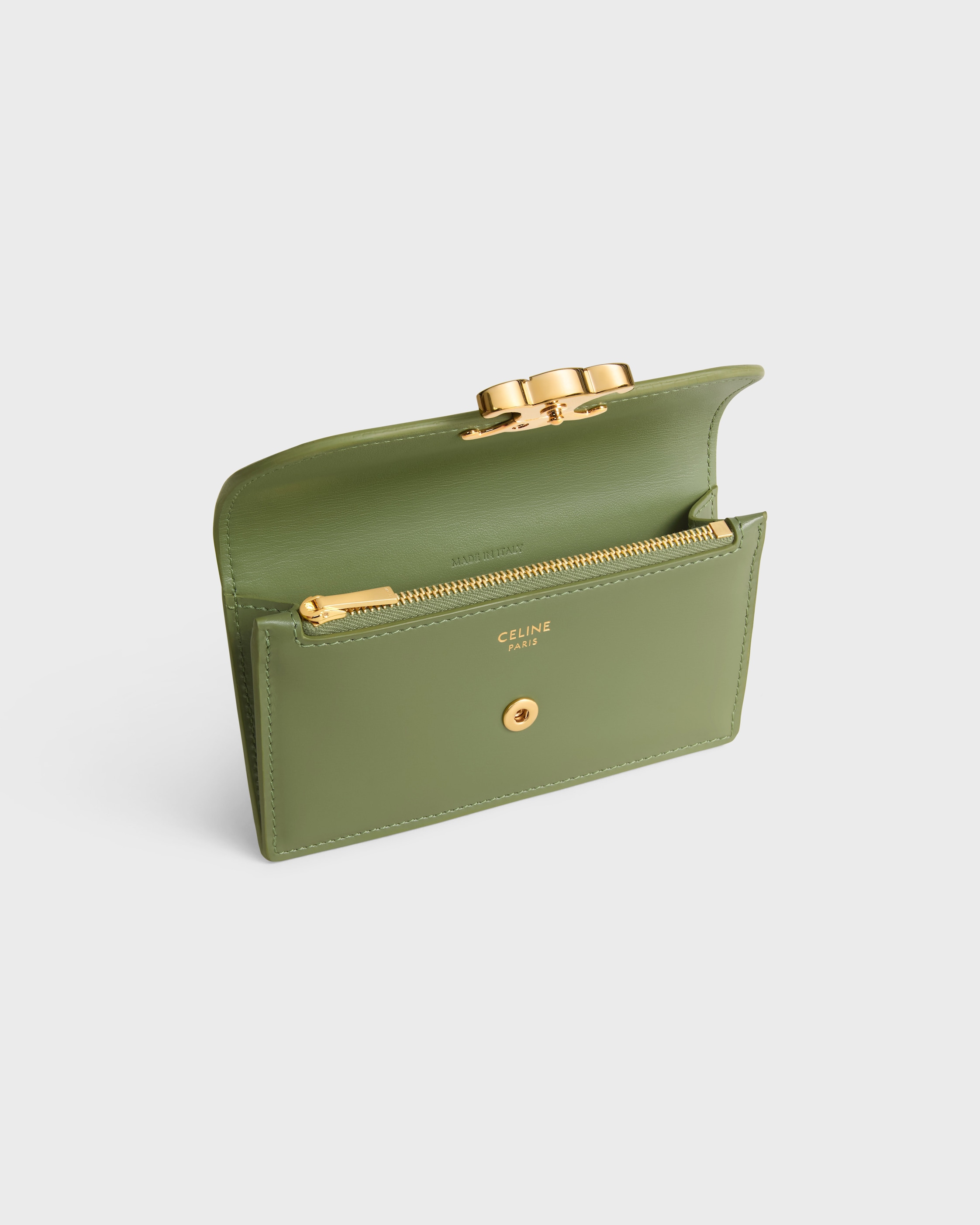 LONG CARD HOLDER WITH FLAP TRIOMPHE IN Shiny calfskin - LIGHT