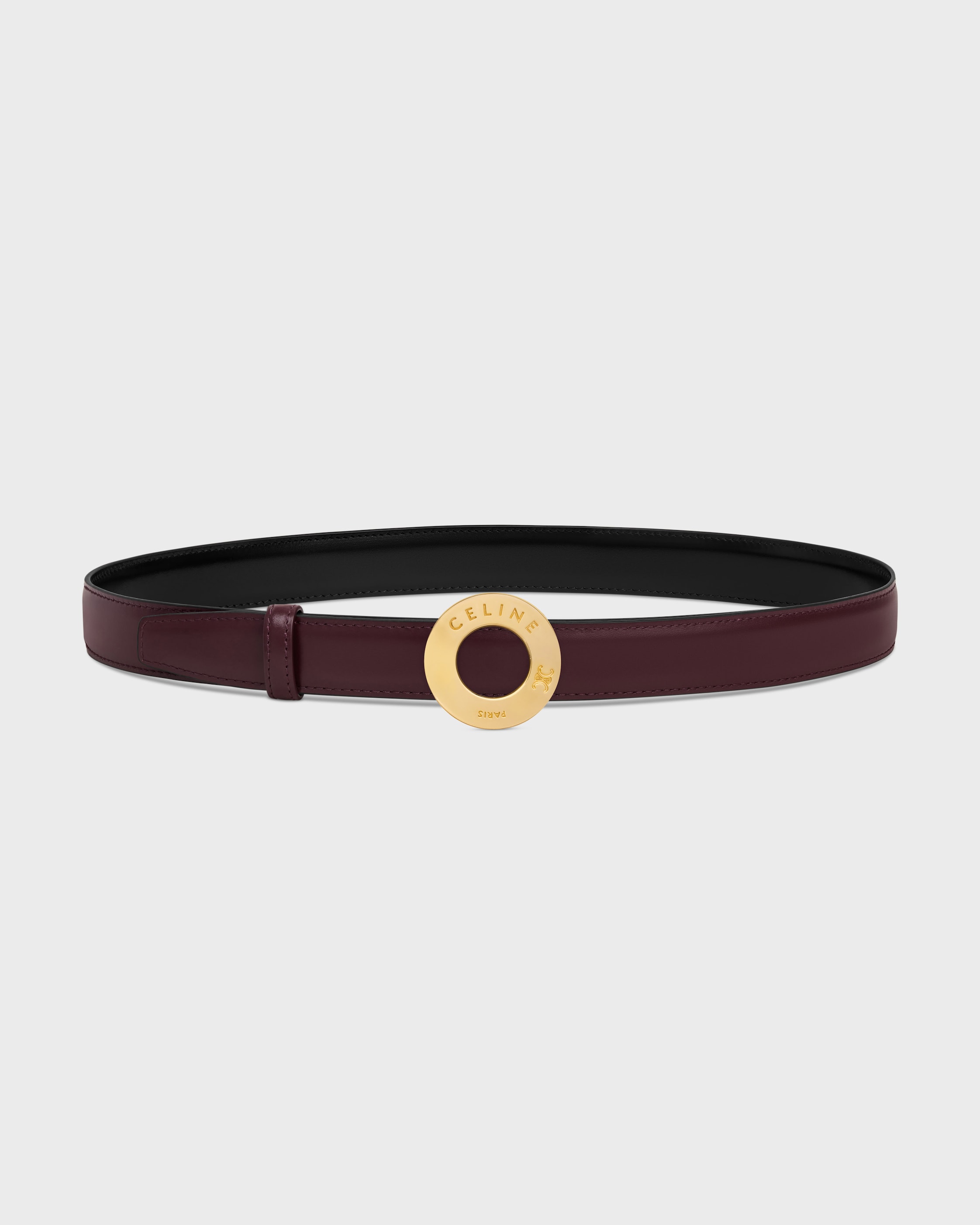 CELINE DISC BUCKLE & REVERSIBLE STRAP 25MM - BLACK / DEEP BURGUNDY