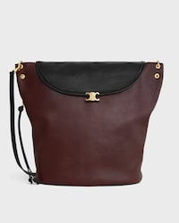 BUCKET SOFT TRIOMPHE IN SUPPLE SHINY LAMBSKIN - DARK BROWN / BLACK - SOFT TRIOMPHE - 1 | CELINE
