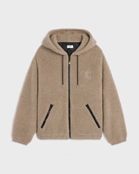 hooded jacket IN WOOL AND COTTON FLEECE - BEIGE / BLACK -  - 1 | CELINE