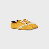 THE FLAT SNEAKER IN SUEDE CALFSKIN AND LAMBSKIN - SUNFLOWER/WHITE -  - 2 | CELINE