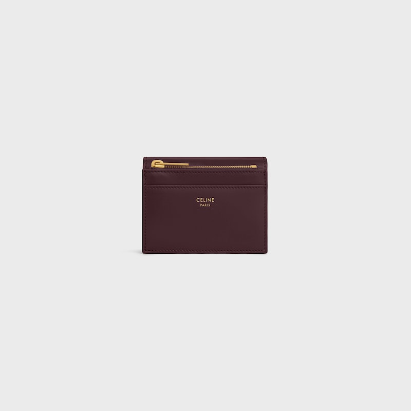 COMPACT WALLET WITH COIN TRIOMPHE IN Shiny calfskin - DEEP BURGUNDY - COIN HOLDERS - 1 | CELINE