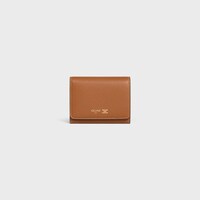 FINE WALLET TRIOMPHE STAMP IN SUPPLE GRAINED CALFSKIN - SOFT TAN / SOFT CREAM - WALLETS - 1 | CELINE