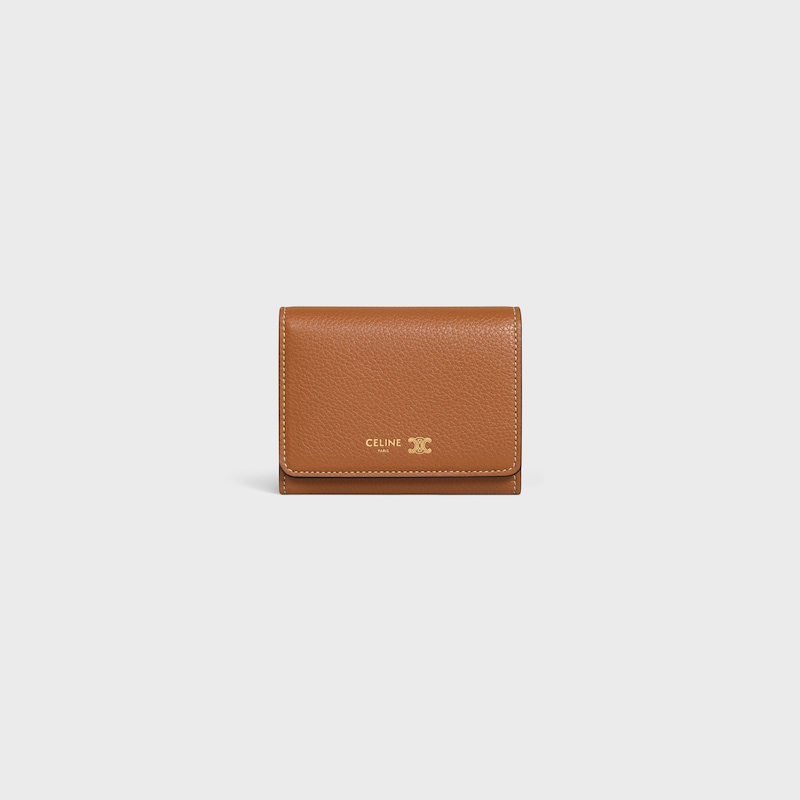 FINE WALLET TRIOMPHE STAMP IN SUPPLE GRAINED CALFSKIN - SOFT TAN / SOFT CREAM - WALLETS - 1 | CELINE