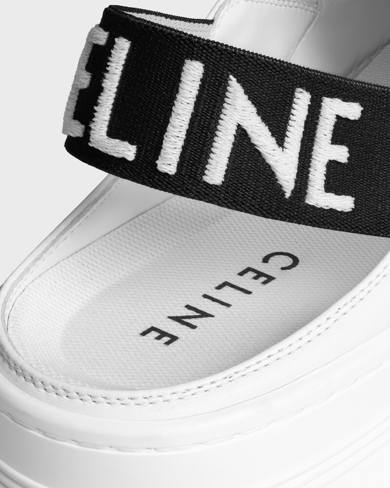 CELINE BLOCK WEDGE MULE IN Calfskin and Textile with Celine jacquard - OPTIC WHITE / BLACK -  - 1 | CELINE