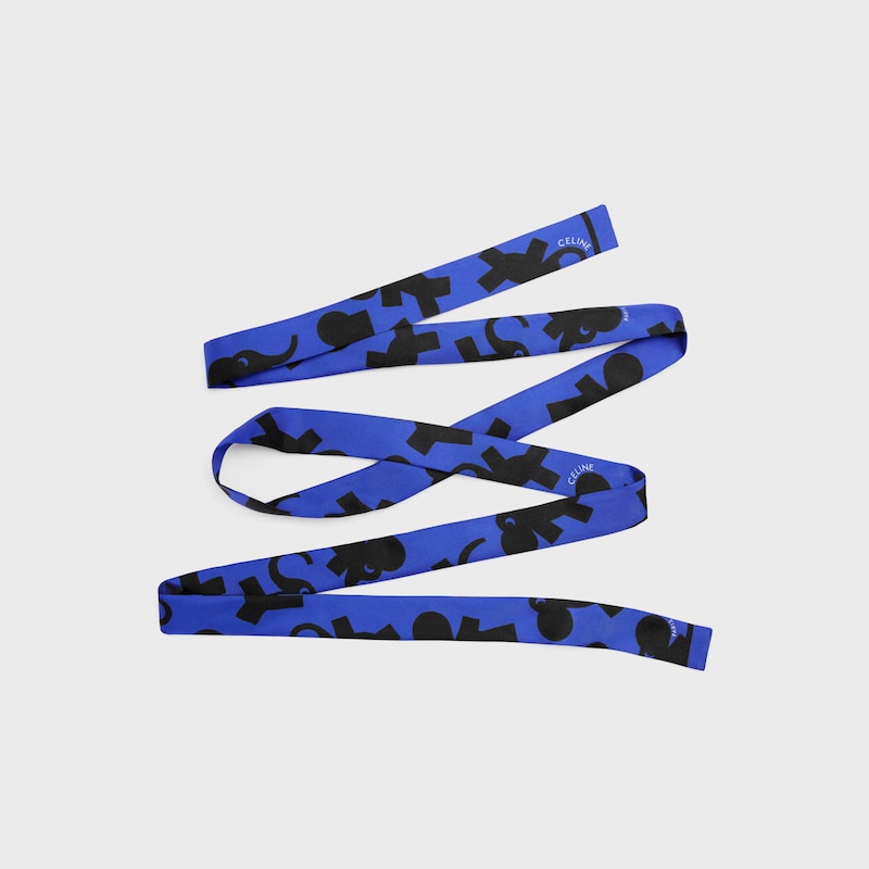 LAZO LAVALLIÈRE EN SARGA DE SEDA ELEPHANT - AZUL / NEGRO -  - 1 | CELINE