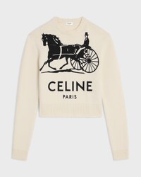 crewneck sweater IN cashmere - WHITE/BLACK 1 -  - 1 | CELINE