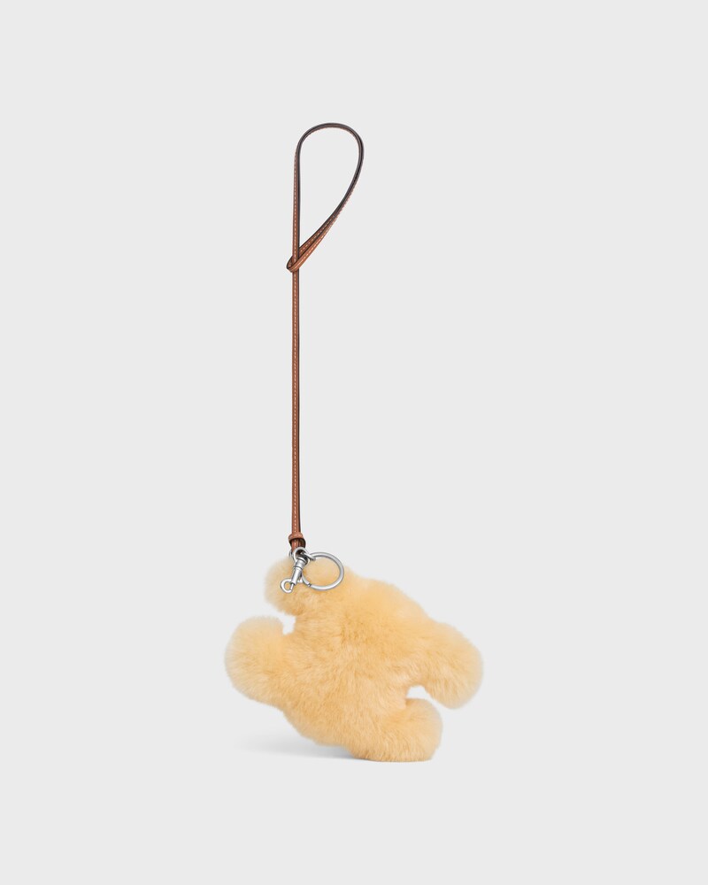 TRIOMPHE POM-POM KEYRING in SHEARLING AND SMOOTH CALFSKIN - NATURAL - THE PERFECT GIFT - 1 | CELINE