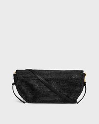 LITTLE HALFMOON SOFT TRIOMPHE IN Raffia and lambskin - BLACK - SOFT TRIOMPHE - 2 | CELINE
