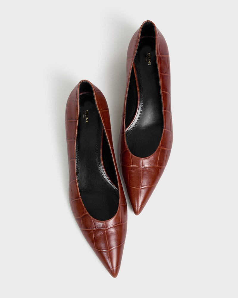KITTEN PUMP IN CROCRODILE STAMPED CALFSKIN - BROWN -  - 1 | CELINE