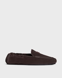ADAM LOAFER IN SUEDE CALFSKIN - DARK BROWN -  - 1 | CELINE