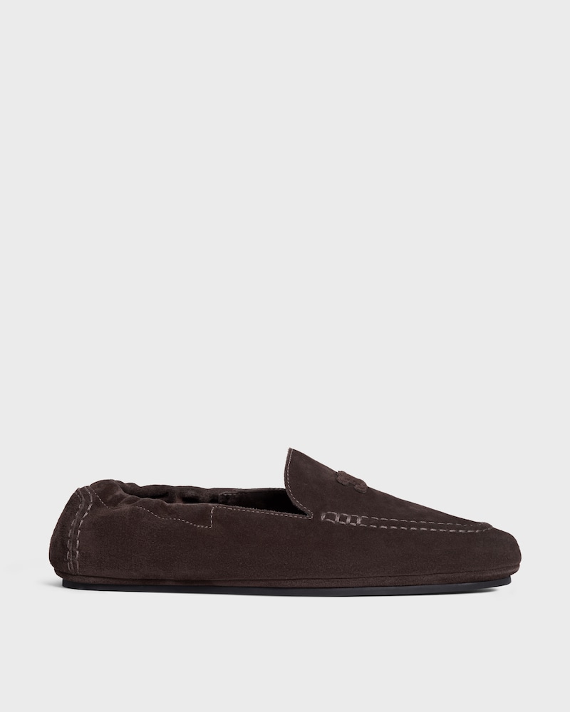 ADAM LOAFER IN SUEDE CALFSKIN - DARK BROWN -  - 1 | CELINE