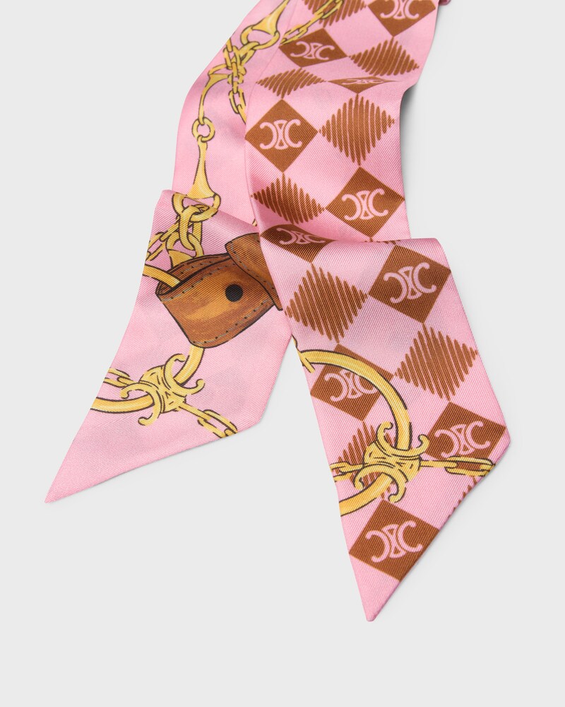lavalliere IN silk twill - BROWN/PINK/GOLD -  - 1 | CELINE