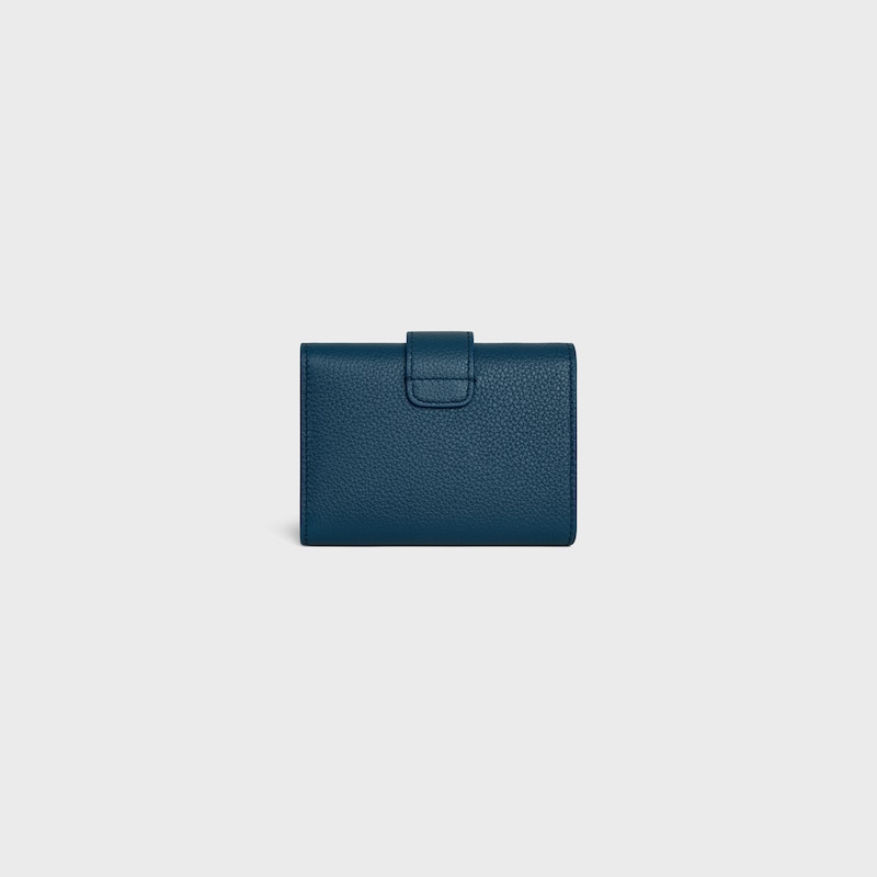 FINE STRAP WALLET NINO IN SUPPLE GRAINED CALFSKIN - TEAL BLUE - WALLETS - 1 | CELINE