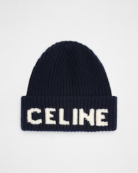หมวกบีนนี่ทำจากผ้าวูลแคชเมียร์ - สีกรมท่าเข้ม -  - 1 | CELINE