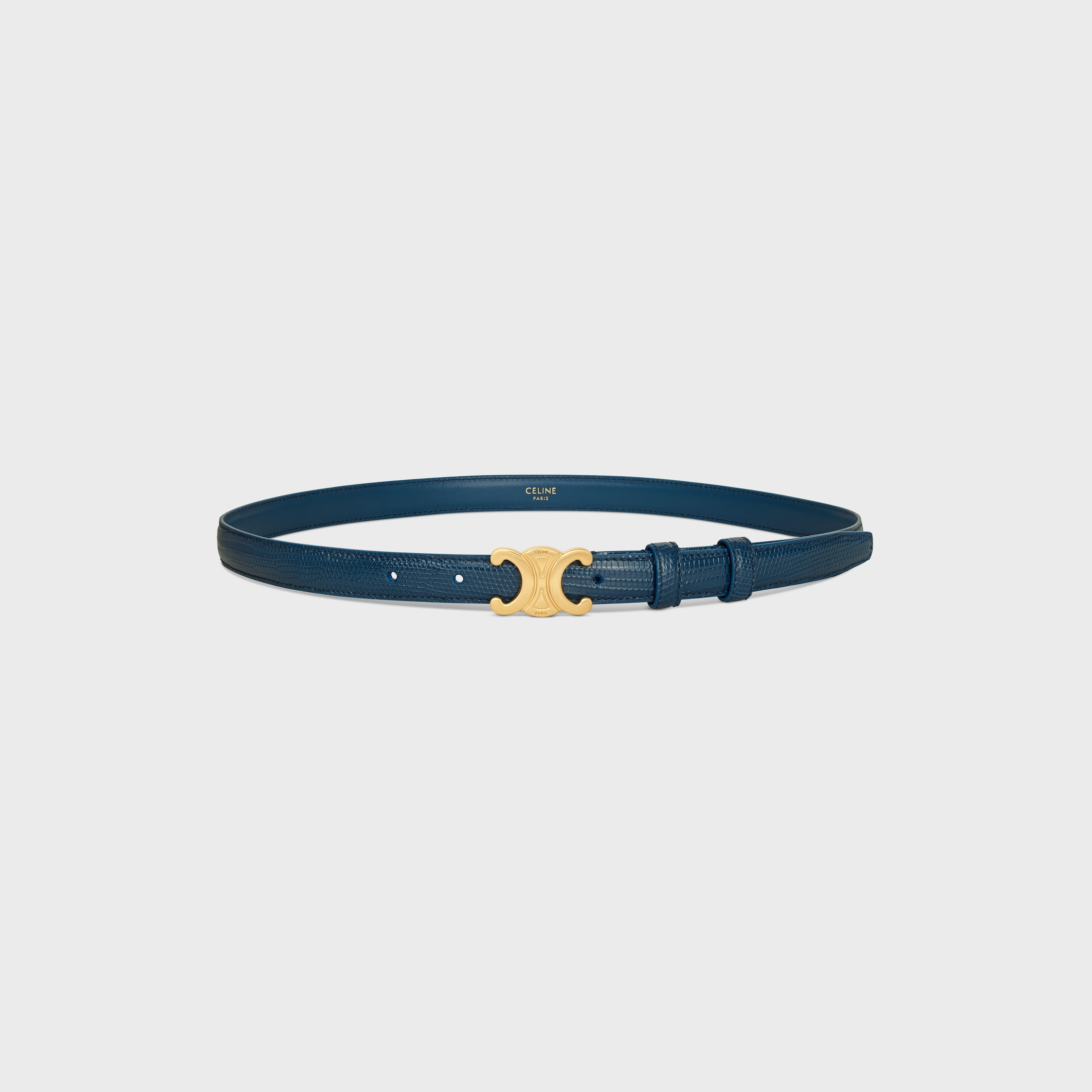 セリーヌ★ベルト★レザー★濃青系★極美品 Triomphe Belt 18MM IN Lizard - TEAL BLUE | CELINE
