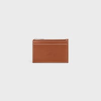 Zipped Card Holder in Natural calfskin with triomphe embossed - TAN - CARD HOLDERS - 1 | CELINE