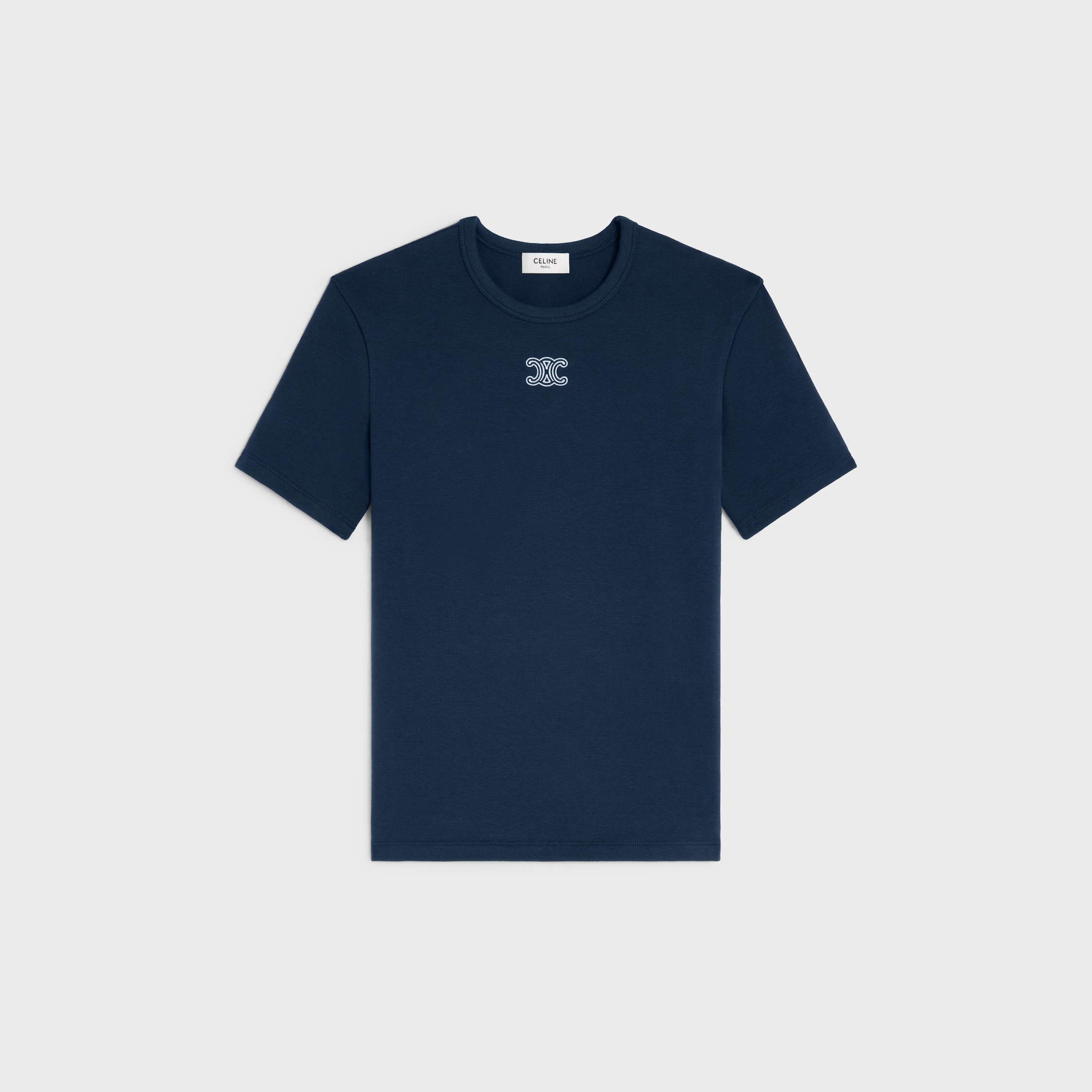 triomphe t-shirt IN ribbed cotton jersey - NAVY/OFF WHITE | CELINE
