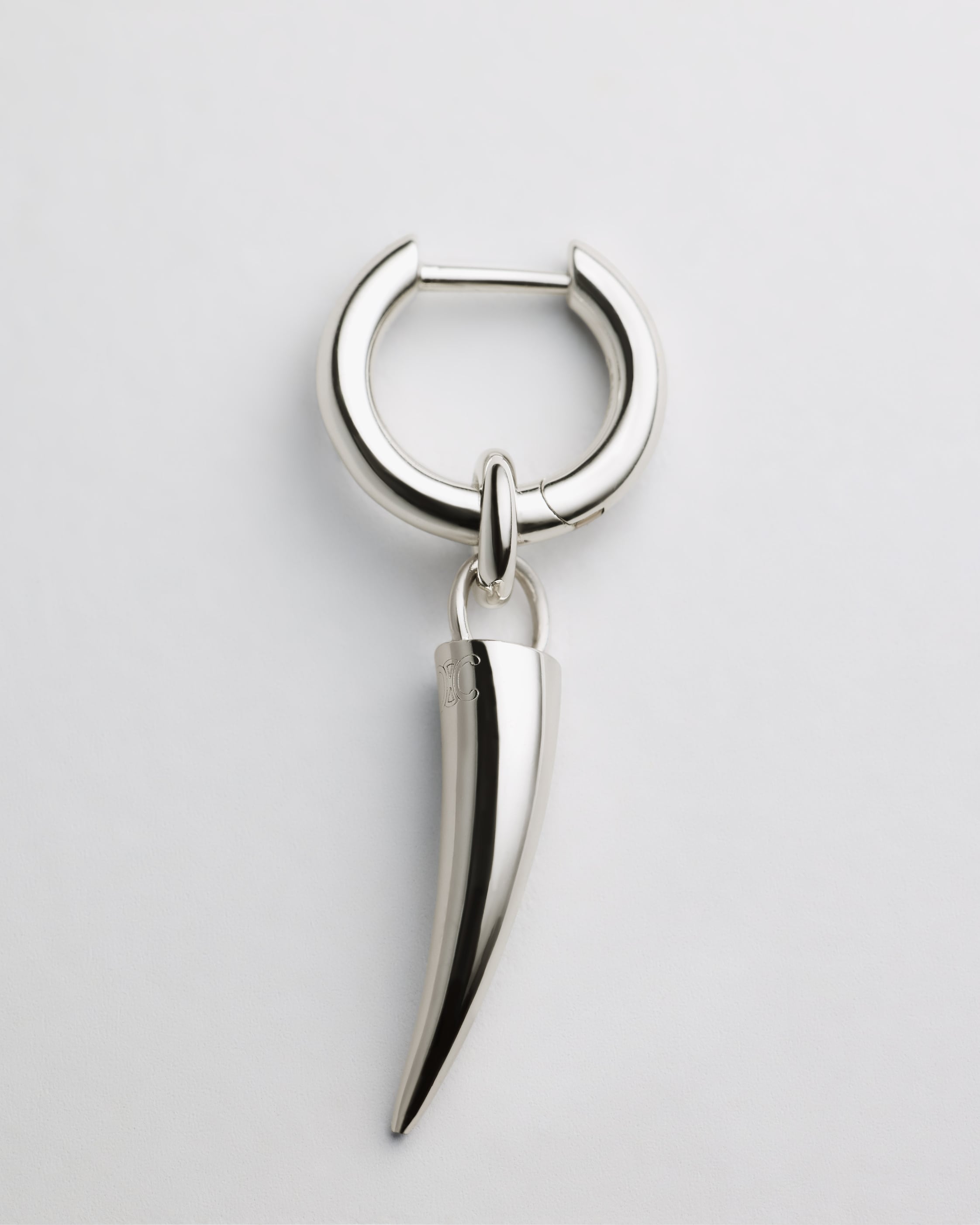 CELINE CELINE CHARMS HORN EARRING IN BRASS WITH RHODIUM FINISH