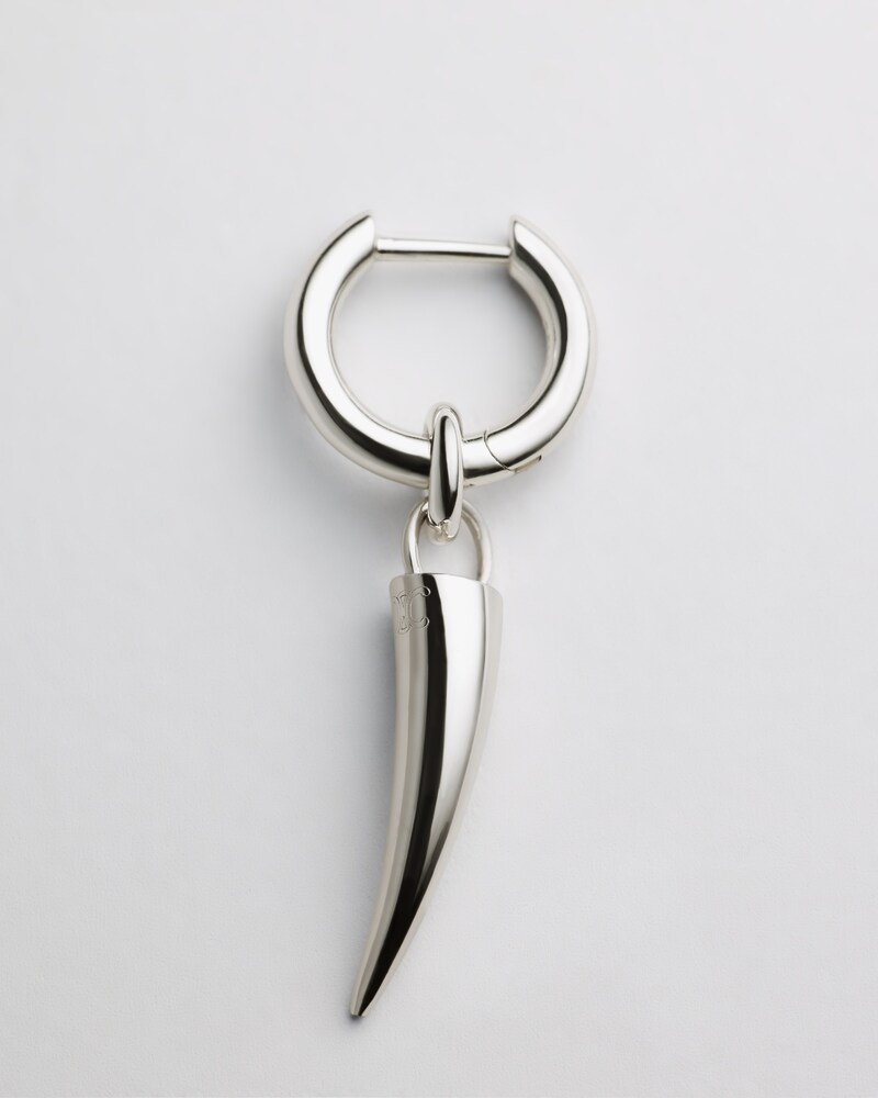 CELINE CHARMS HORN EARRING IN BRASS WITH RHODIUM FINISH - SILVER - EARRINGS - 1 | CELINE