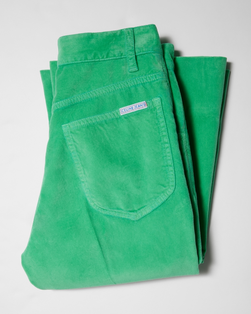 jeans flare 005 velours - BRIGHT GREEN LIGHT STONE WASH -  - 1 | CELINE