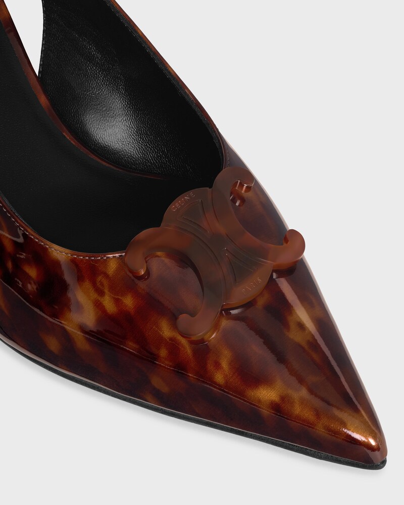 CELINE ALMA TRIOMPHE SLINGBACK IN PRINTED TARTARUGA PATENT CALFSKIN - HAVANA -  - 1 | CELINE