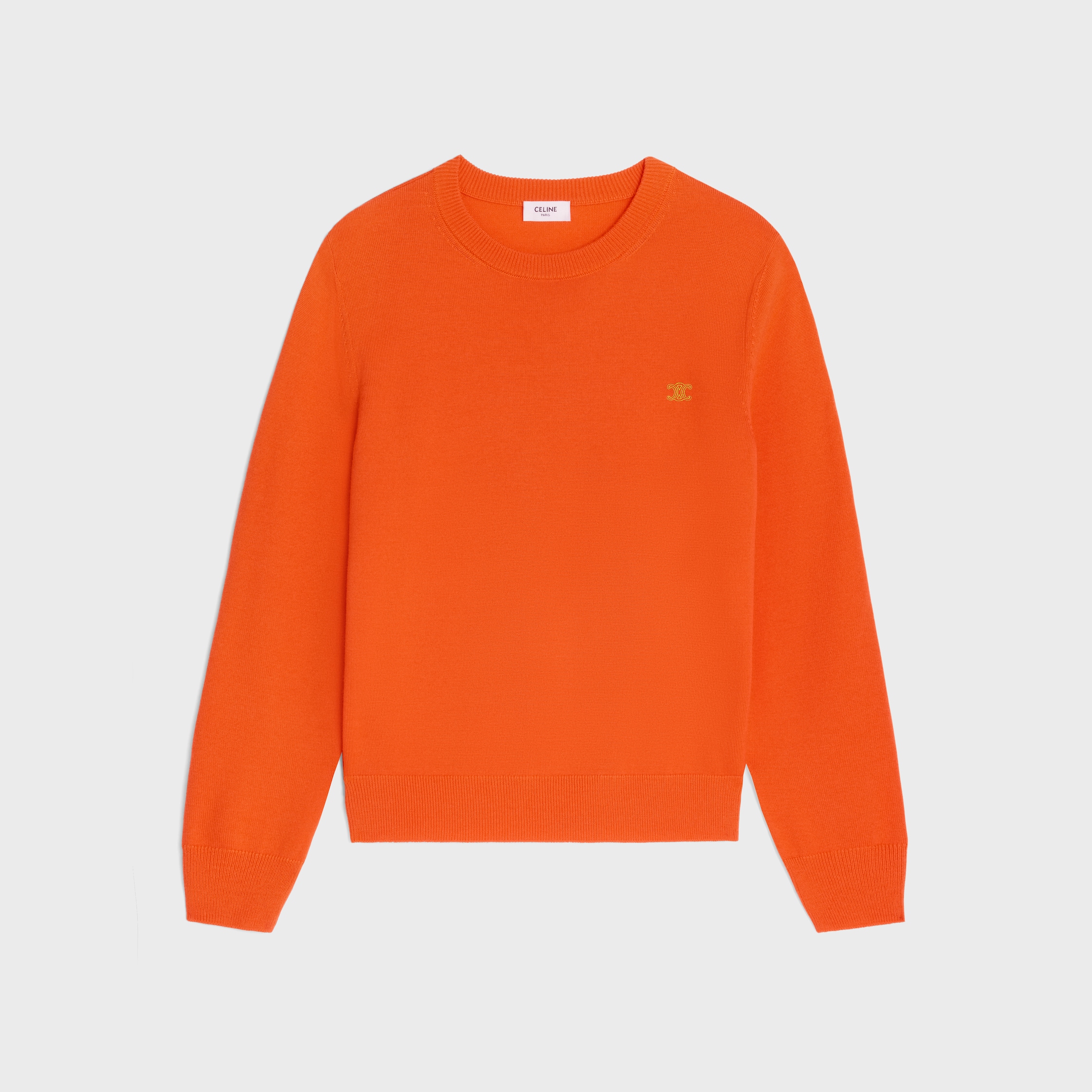 crewneck sweater IN fine wool - ORANGE | CELINE