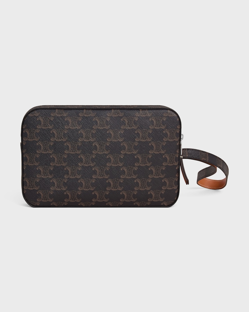POUCH COM ALÇA EM TRIOMPHE CANVAS E COURO DE VITELA - TAN - MINI BOLSAS - 1 | CELINE