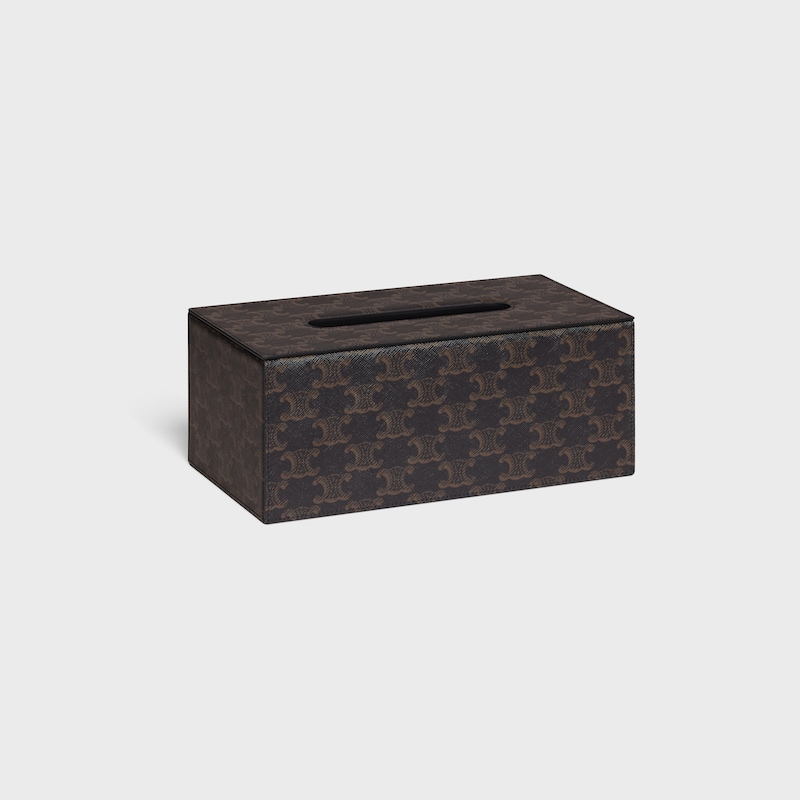 Rectangular tissue box in Triomphe Canvas - BLACK / TAN - SMALL GIFTS - 1 | CELINE
