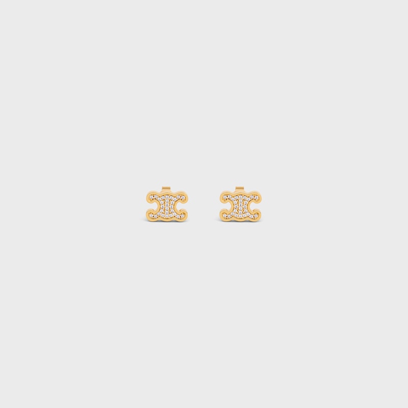 TRIOMPHE水钻和金色饰面耳钉 - 金色 - 耳环 - 1 | CELINE