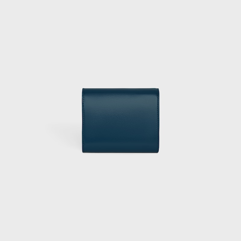 Small Flap Wallet TRIOMPHE IN Shiny calfskin - TEAL BLUE - WALLETS - 1 | CELINE