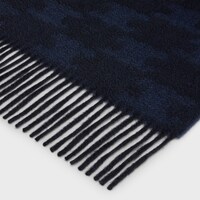 monogrammed fringed scarf in cashmere - DARK BLUE / NAVY -  - 2 | CELINE
