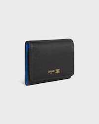 FINE WALLET TRIOMPHE STAMP IN SUPPLE GRAINED CALFSKIN - BLACK / ULTRA BLUE - WALLETS - 2 | CELINE