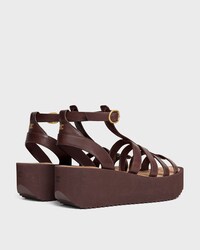 SUNNY WEDGE SANDAL IN Calfskin - Vegetal Tanning - DARK BROWN -  - 2 | CELINE