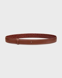 Reversible Strap 25MM IN TAURILLON LEATHER AND CROCODILE EMBOSSED CALFSKIN - RED WOOD -  - 2 | CELINE