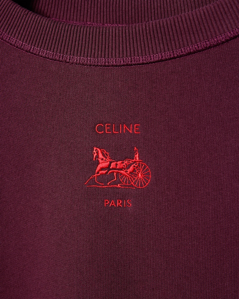SWEATSHIRT IN cotton fleece - DARK BURGUNDY / RED -  - 1 | CELINE