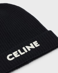 CELINE BEANIE IN RIBBED WOOL - BLACK -  - 2 | CELINE