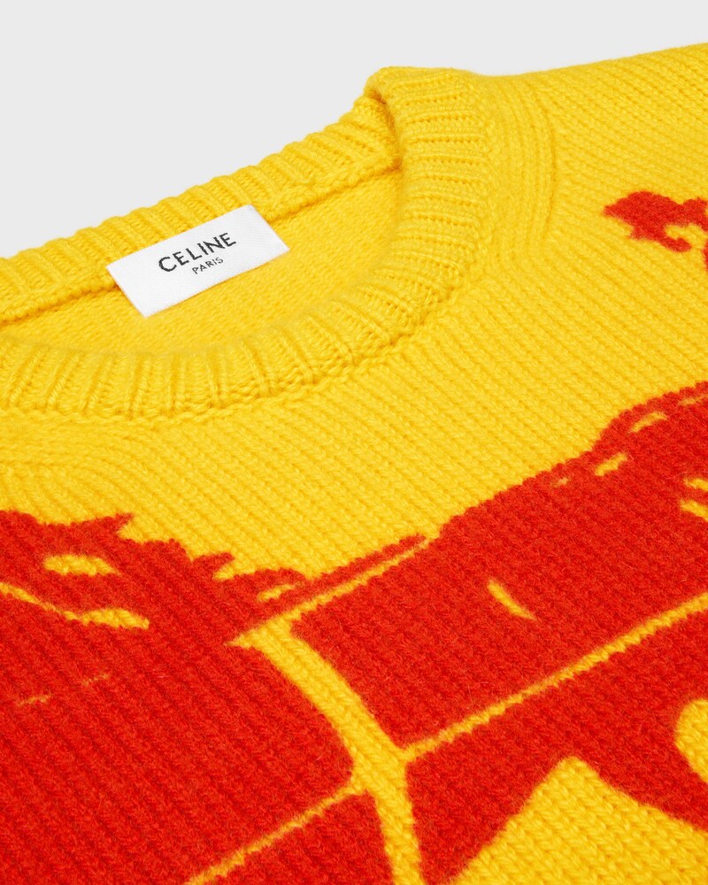 crewneck sweater IN cashmere - YELLOW / RED -  - 1 | CELINE