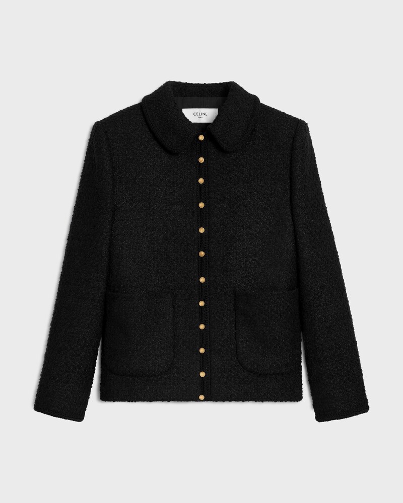 chasseur jacket IN CASHMERE BOUCLETTE NATTE - BLACK -  - 1 | CELINE