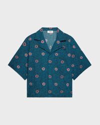 scout shirt IN cotton taffeta - TURQUOISE/NAVY/PINK -  - 1 | CELINE