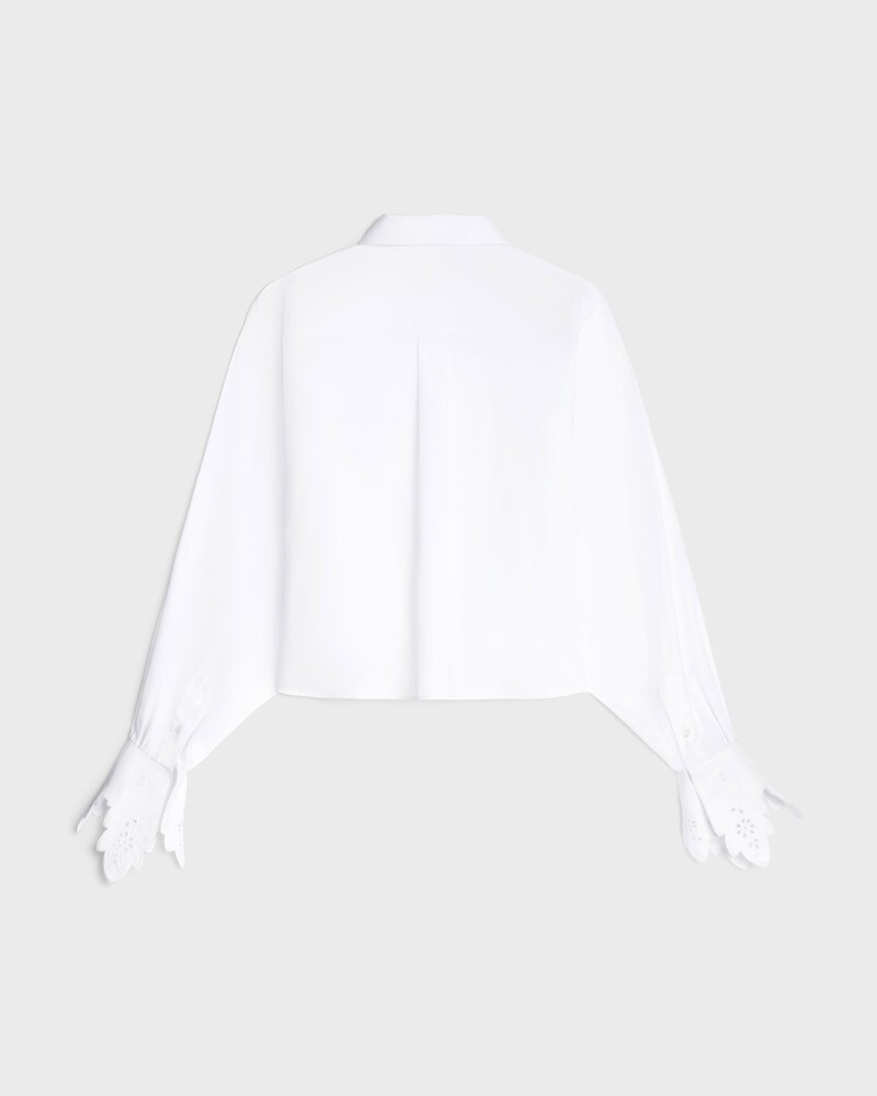 Camisa cropped em popeline de algodão - BRANCO ÓPTICO - - 1 | CELINE