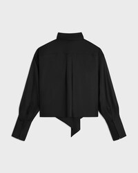 cropped lavalliere shirt IN silk twill - BLACK -  - 2 | CELINE
