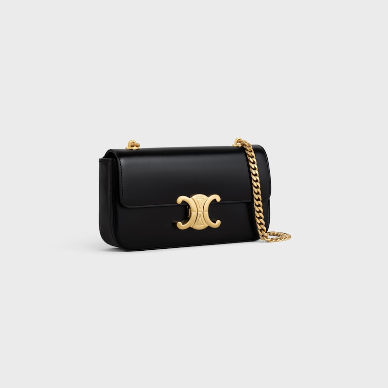 Borsa a spalla Claude con catena in pelle di vitello lucida - NERO - ALTRE LINEE - 1 | CELINE