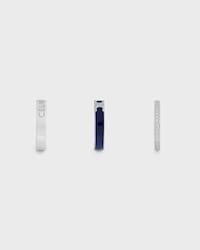 CELINE BOLT RINGS IN ENAMEL, STRASS AND BRASS WITH RHODIUM FINISH - SILVER / NAVY / CRYSTAL -  - 2 | CELINE