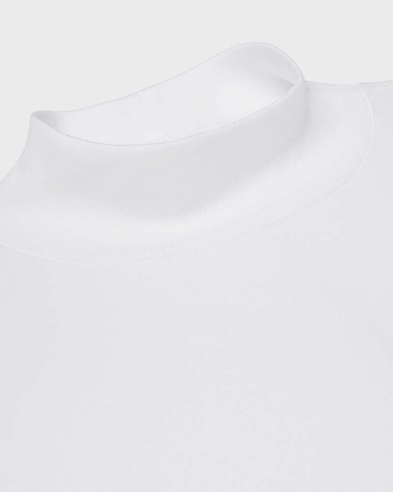Mock Neck T-Shirt AUS Baumwolljersey - OFFWHITE/DENIM BLUE -  - 1 | CELINE